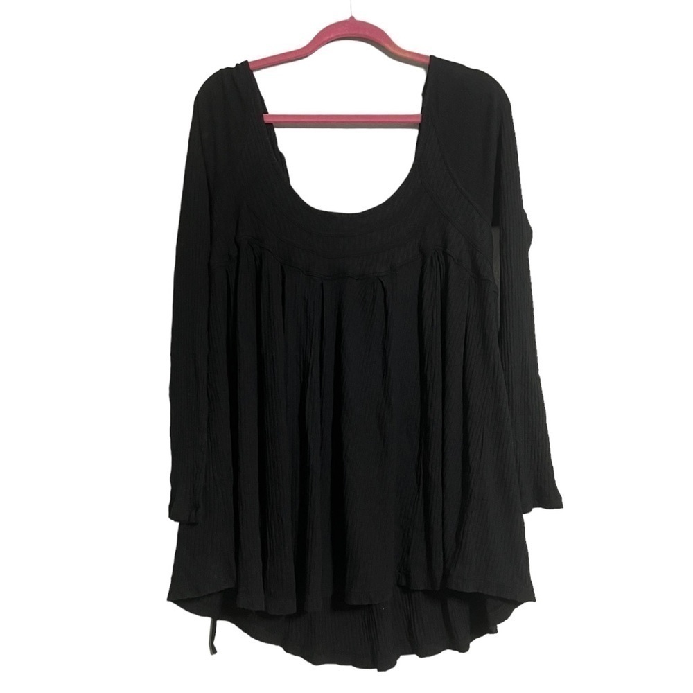 Free People blouse oversized slouchy medium Black New boho Lagen scoop - Picture 3 of 9